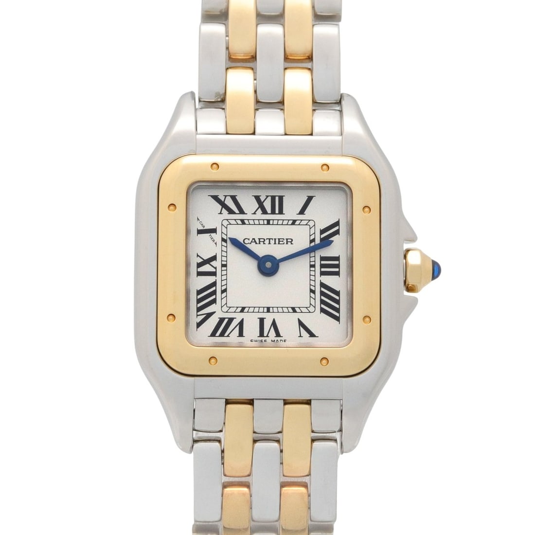 Cartier Panthère SM 2-Row Watch, 18K (Yellow Gold) Stainless Steel, Ladies, Silver Tone, W2PN0006: --- Catalog ---Category: SizeWrist Size: 16.5cm / 6.49''Case Diameter: 22mm / 0.87''Category: DesignType: WristwatchGender: WomenColor (Dial): SilverMaterial (Band): Stainless steel, Yellow gold (18K)