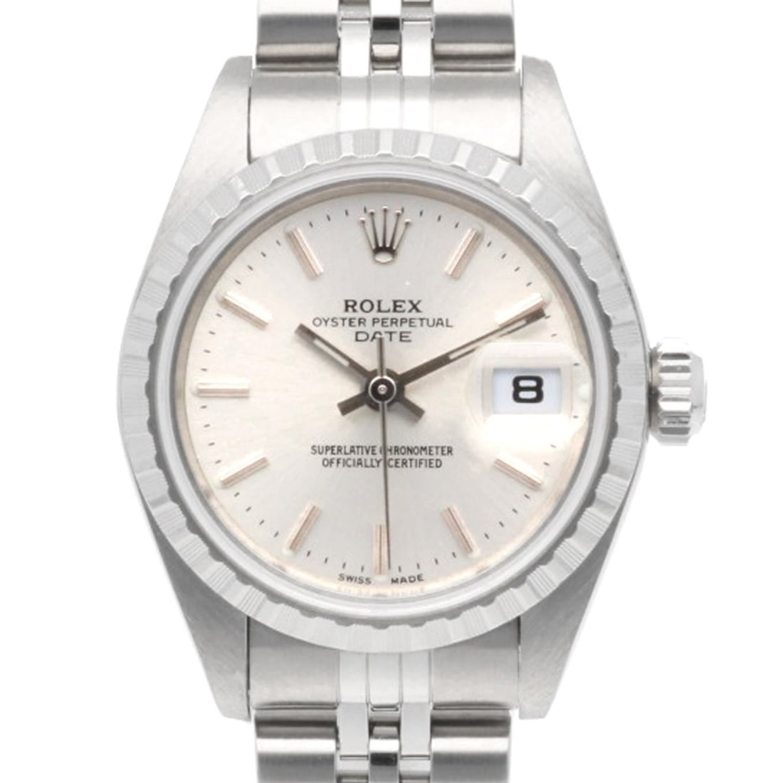 Rolex Date Oyster Perpetual Watch, Stainless Steel, 79240, Automatic Winding, Overhauled, Polished,: --- Catalog ---Category: SizeWrist Size: 17cm / 6.69''Case Diameter: 26mm / 1.02''Category: DesignType: WristwatchGender: WomenColor (Dial): SilverMaterial (Band): Stainless steelMaterial (Case): Stai