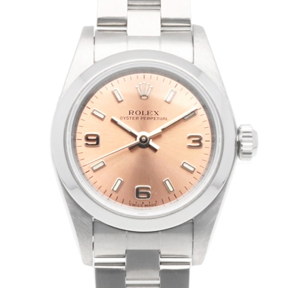 Rolex Oyster Perpetual Watch, Stainless Steel, 76080, Automatic Winding, Overhauled, Polished,: --- Catalog ---Category: SizeWrist Size: 18cm / 7.08''Case Diameter: 26mm / 1.02''Category: DesignType: WristwatchGender: WomenColor (Dial): PinkMaterial (Band): Stainless steelMaterial (Case): Stainl