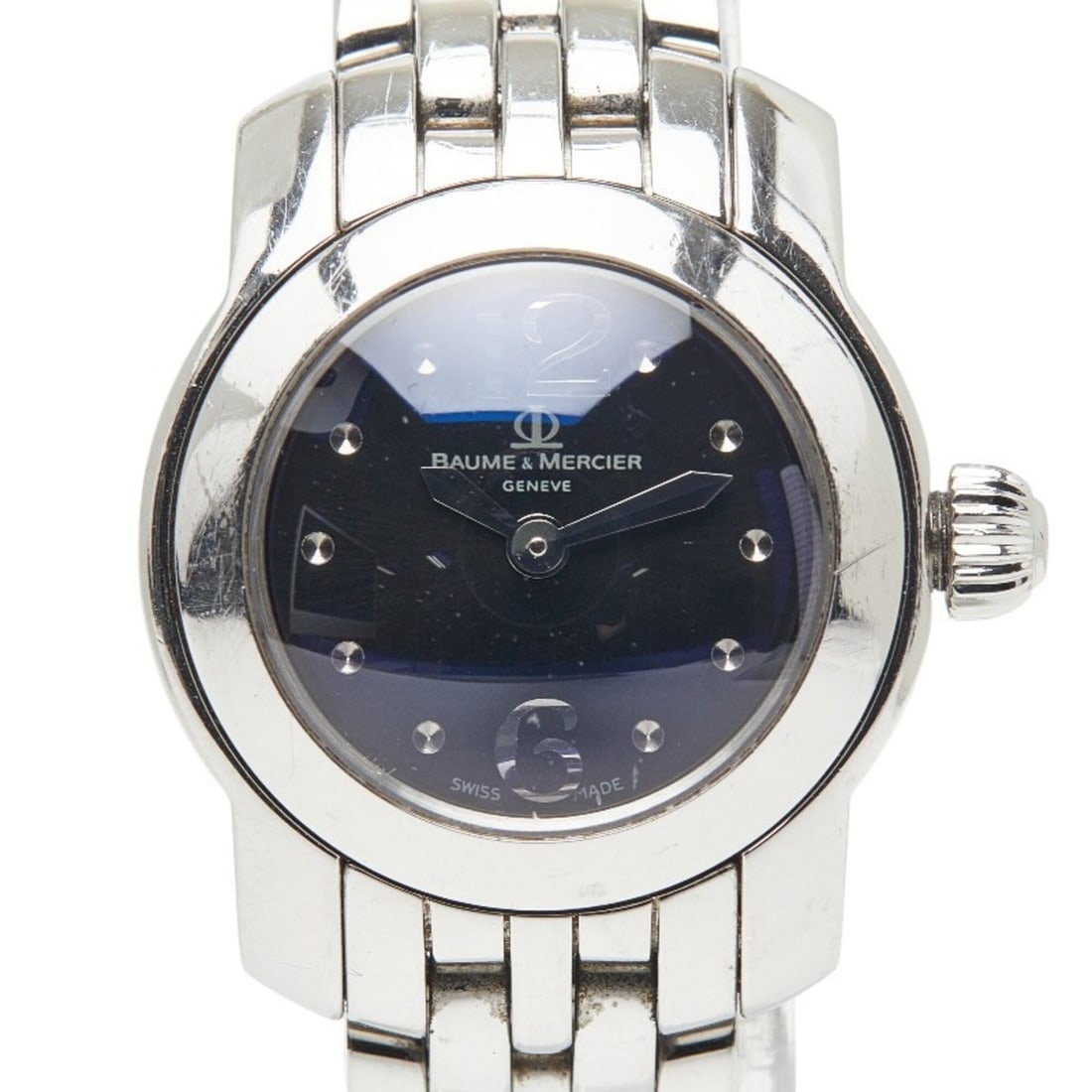 Baume & Mercier Capeland Quartz Watch, Black Dial, Stainless Steel, Ladies' Watch: --- Catalog ---Category: SizeWrist Size: 14cm / 5.51''Case Diameter: 21.8mm / 0.86''Category: DesignType: WristwatchGender: WomenColor (Dial): BlackMaterial (Band): Stainless steelMaterial (Case): Sta