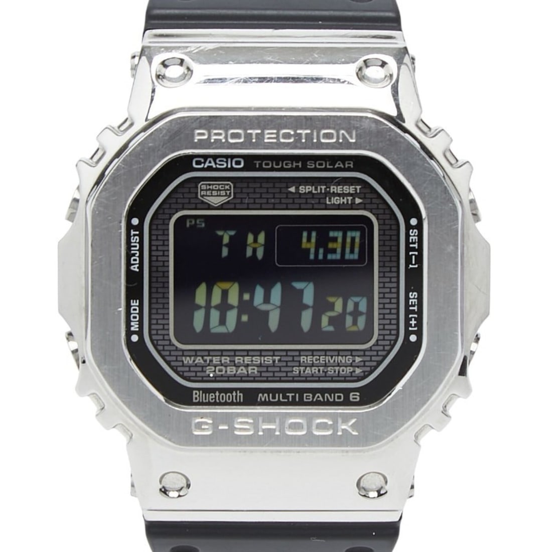 Casio G-SHOCK GMW-B5000-1JF Tough Solar Watch, Black Dial, Stainless Steel, Rubber Strap, Men's: --- Catalog ---Category: SizeWrist Size: 20cm / 7.87''Case Diameter: 43.5mm / 1.71''Category: DesignType: WristwatchGender: MenColor (Dial): BlackMaterial (Band): RubberMaterial (Case): Stainless stee