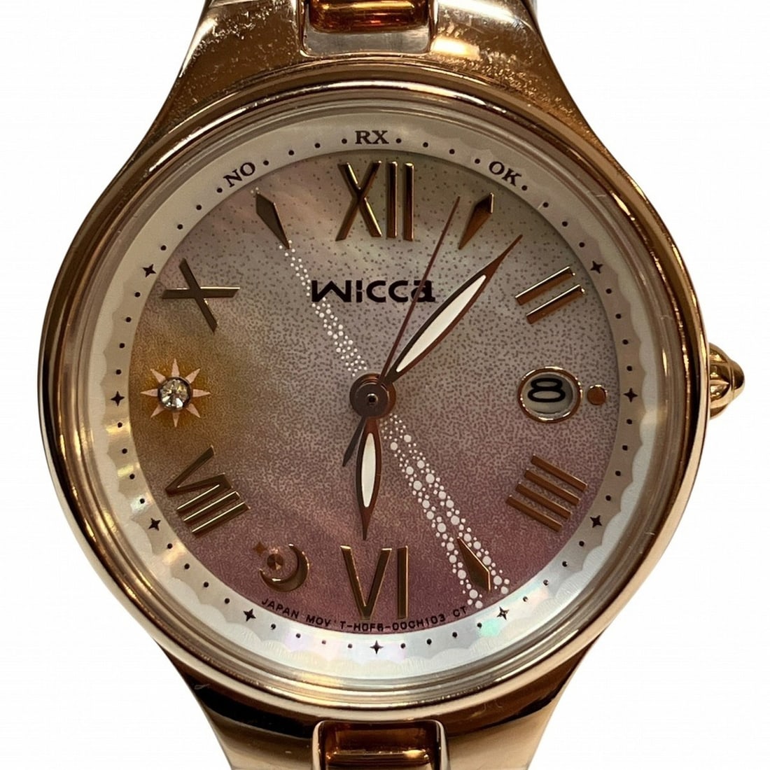 Citizen CITIZEN wristwatch, total weight 47.0g, GP radio-controlled solar, pink mother-of-pearl: --- Catalog ---Category: SizeWrist Size: 16cm / 6.29''Case Diameter: 27mm / 1.06''Category: DesignType: WristwatchGender: WomenColor (Dial): Pink shellMaterial (Band): Gold plated, Stainless steelMate