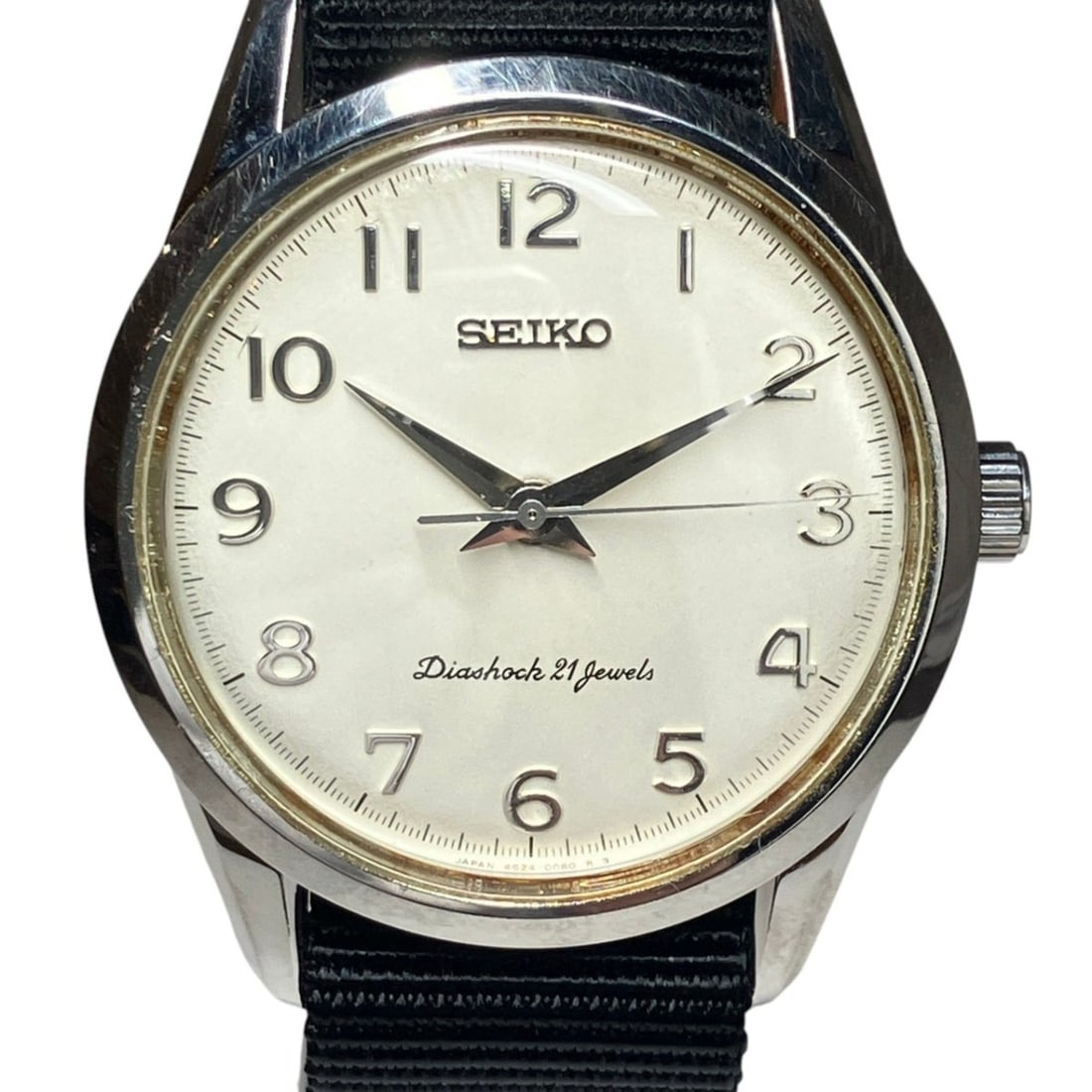 Seiko Diashock watch, total weight 51.8g, stainless steel case, nylon strap, manual winding, silver (1 of 9)