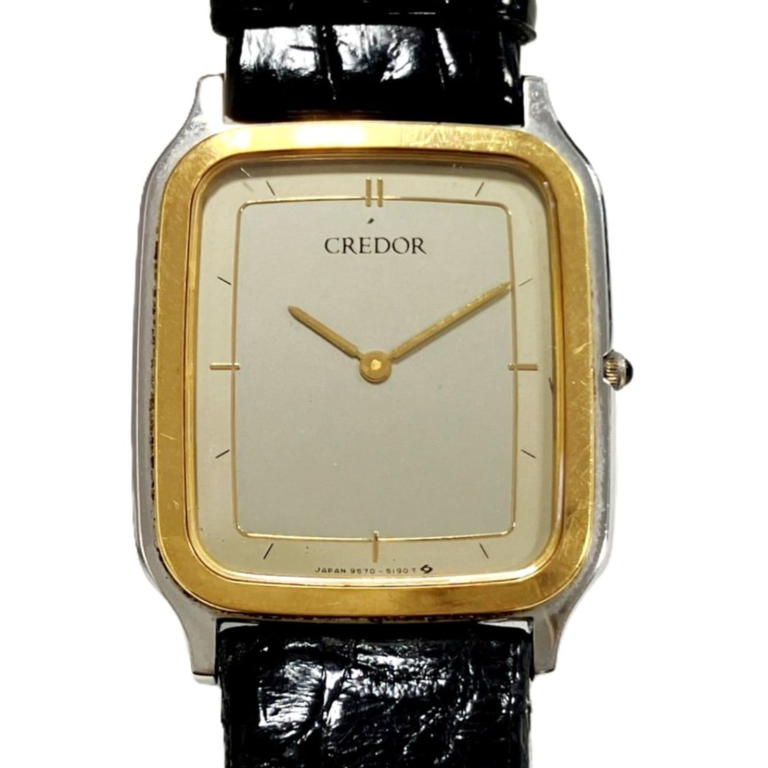 Seiko Credor 9570-5180 Wristwatch, Total Weight 20.6g, Stainless Steel, Genuine Leather Strap,: --- Catalog ---Category: SizeWrist Size: 13.5cm - 18cm / 5.31'' - 7.08''Case Diameter: 26mm / 1.02''Category: DesignType: WristwatchGender: MenColor (Band): GoldMaterial (Band): LeatherMaterial (Case)