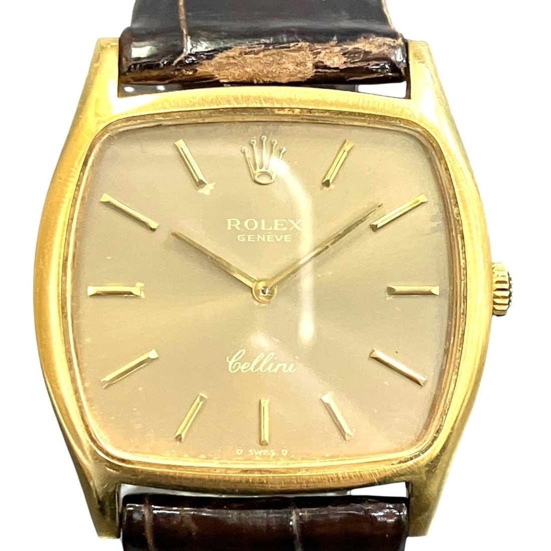 Rolex Cellini watch, total weight 35.2g, 18K gold leather strap, manual winding, dial, 3805.: --- Catalog ---Category: SizeWrist Size: 13cm - 18.5cm / 5.11'' - 7.28''Case Diameter: 31mm / 1.22''Category: DesignType: WristwatchGender: MenColor (Dial): GoldMaterial (Band): LeatherMaterial (Case)