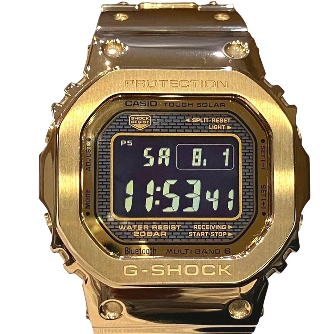 Casio G-SHOCK watch, total weight 153g, stainless steel, radio-controlled solar power, LCD dial,: --- Catalog ---Category: SizeWrist Size: 17cm / 6.69''Case Diameter: 43mm / 1.69''Category: DesignType: WristwatchGender: MenMaterial (Band): Stainless steelMaterial (Case): Stainless steelCategory: G