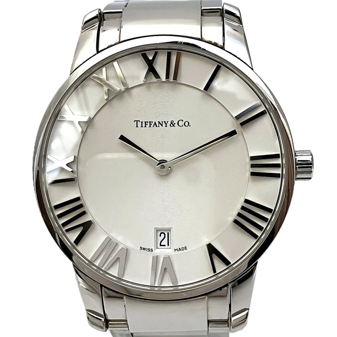 Tiffany & Co. Atlas Dome Watch, Total Weight 107.6g, Stainless Steel, Quartz, White Dial,: --- Catalog ---Category: SizeWrist Size: 18cm / 7.08''Case Diameter: 37.3mm / 1.47''Category: DesignType: WristwatchGender: MenColor (Dial): WhiteMaterial (Band): Stainless steelMaterial (Case): Stain