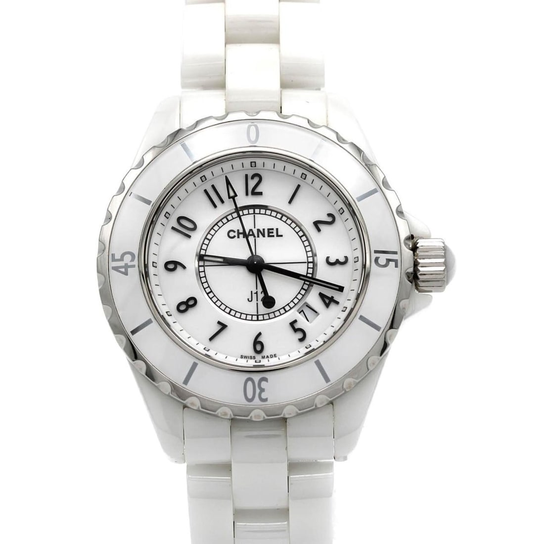 Chanel J12 33mm Ceramic H0968 Quartz Watch: --- Catalog ---Category: SizeWrist Size: 14cm / 5.51''Case Diameter: 33mm / 1.3''Category: DesignType: WristwatchGender: WomenColor (Dial): WhiteMaterial (Band): CeramicMaterial (Case): CeramicCategor