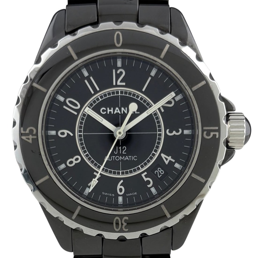 Chanel J12 H0685 Watch, Stainless Steel, Ceramic, Automatic, Black, Men's: --- Catalog ---Category: SizeWrist Size: 18.5cm / 7.28''Case Diameter: 39mm / 1.54''Category: DesignType: WristwatchGender: MenColor (Dial): BlackMaterial (Band): Ceramic, Stainless steelMaterial (Cas