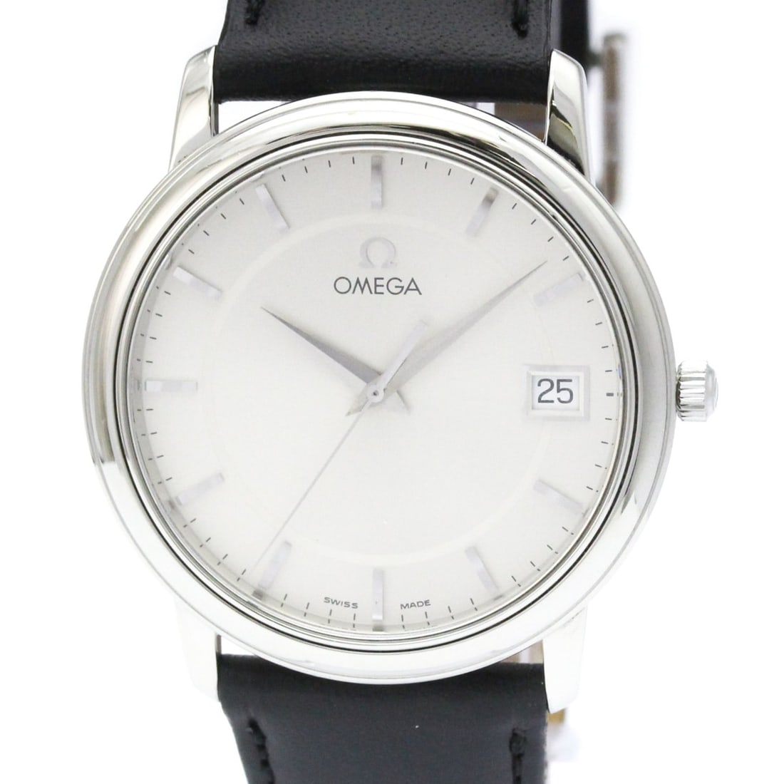 OMEGA De Ville Prestige Steel Quartz Mens Watch 4510.31 Polished: --- Catalog ---Category: SizeCase Diameter: 35mm / 1.38''Category: DesignType: WristwatchStyle: Dress/FormalGender: MenColor (Dial): SilverMaterial (Band): LeatherMaterial (Case): Stainless steelCateg
