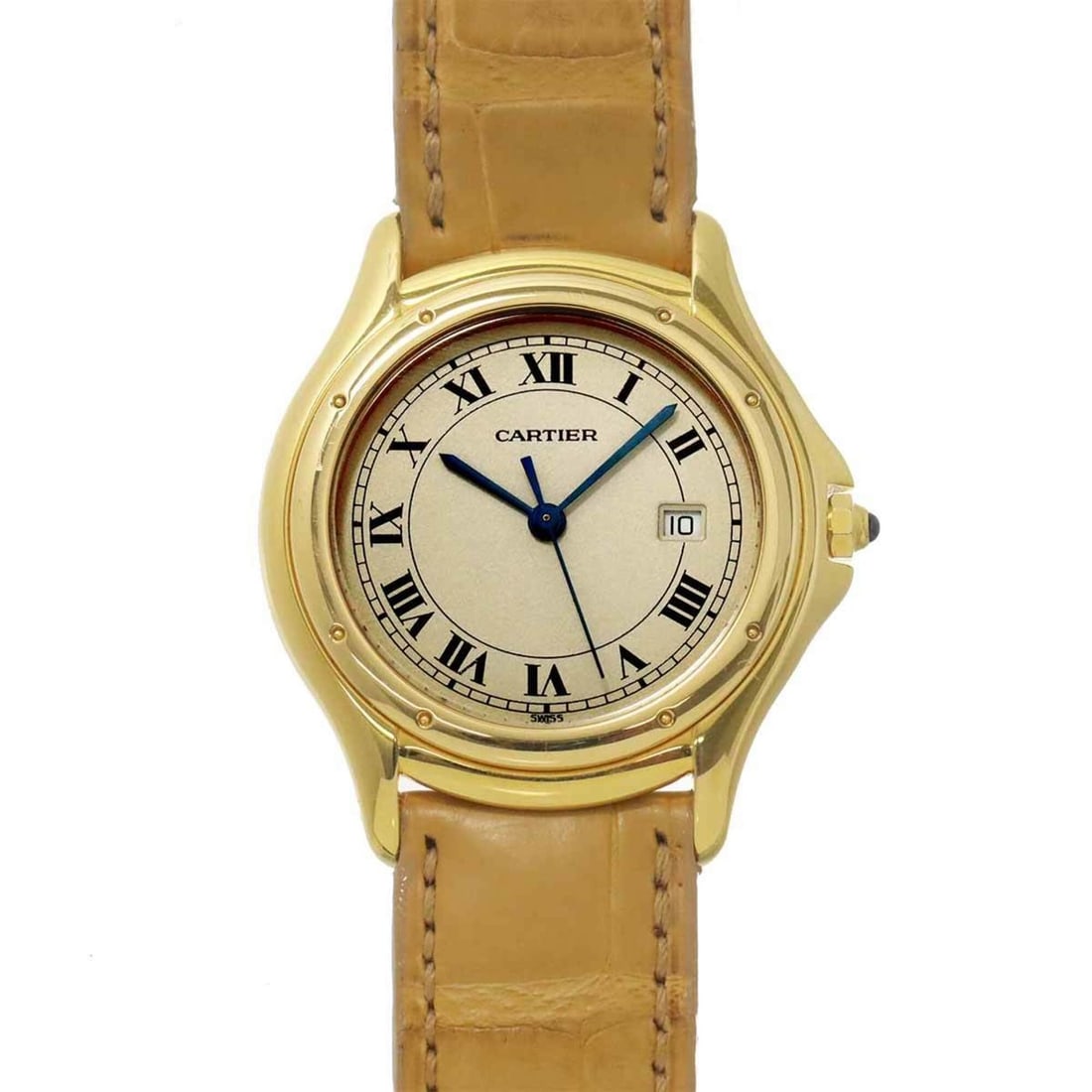 Cartier Santos Cougar LM W3500453 Boys' Watch, Date, Ivory, 18K Yellow Gold, Quartz Watch: --- Catalog ---Category: SizeWrist Size: 15cm - 18.5cm / 5.9'' - 7.28''Case Diameter: 33mm / 1.3''Category: DesignType: WristwatchGender: BoysColor (Dial): IvoryMaterial (Band): LeatherMaterial (Case)