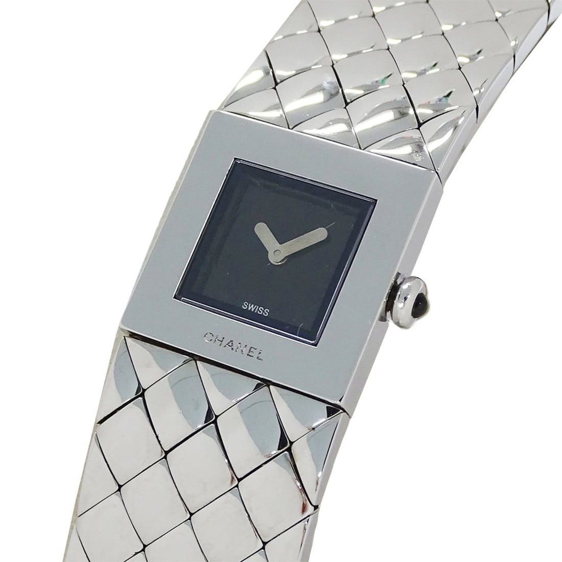 Chanel CHANEL Women's Watch, Brand Name, Matelassé, Quartz, Stainless Steel (SS), H0009, Silver,: --- Catalog ---Category: SizeWrist Size: 16cm / 6.29''Case Diameter: 19mm / 0.75''Category: DesignType: WristwatchGender: WomenColor (Dial): BlackMaterial (Band): Stainless steelMaterial (Case): Stain