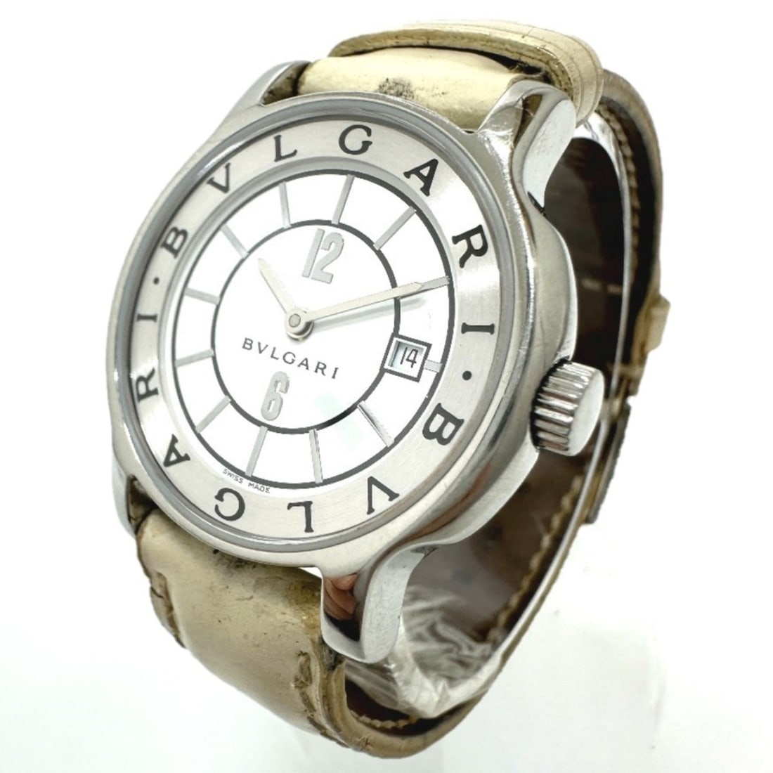 BVLGARI Bvlgari ST29S Solotempo Quartz Date Watch SS Leather Strap Women's Silver S-240202-4 (1 of 9)