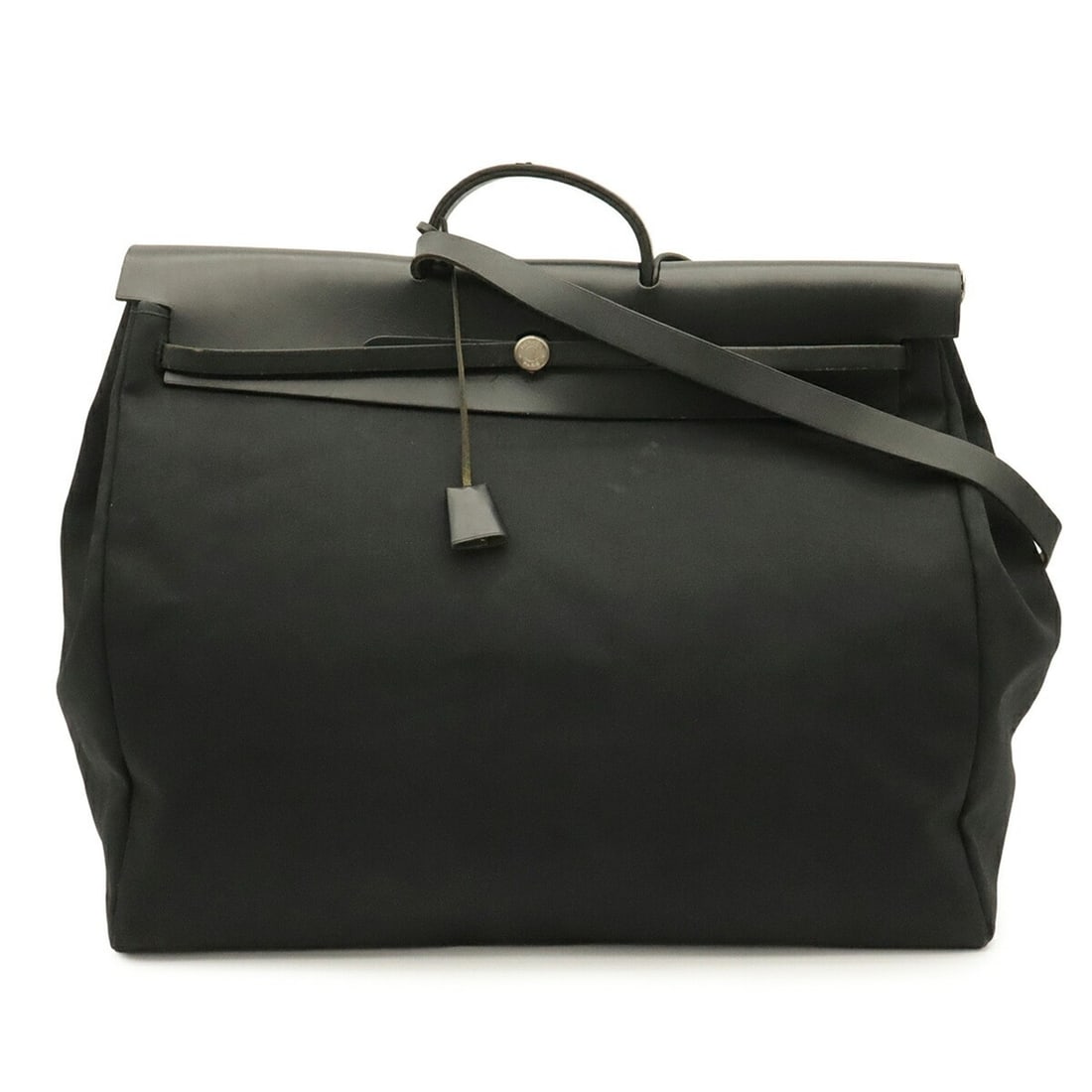 HERMES Herbag TGM Handbag Shoulder Bag Travel Toile Officier Leather Black ?D Stamp (1 of 11)
