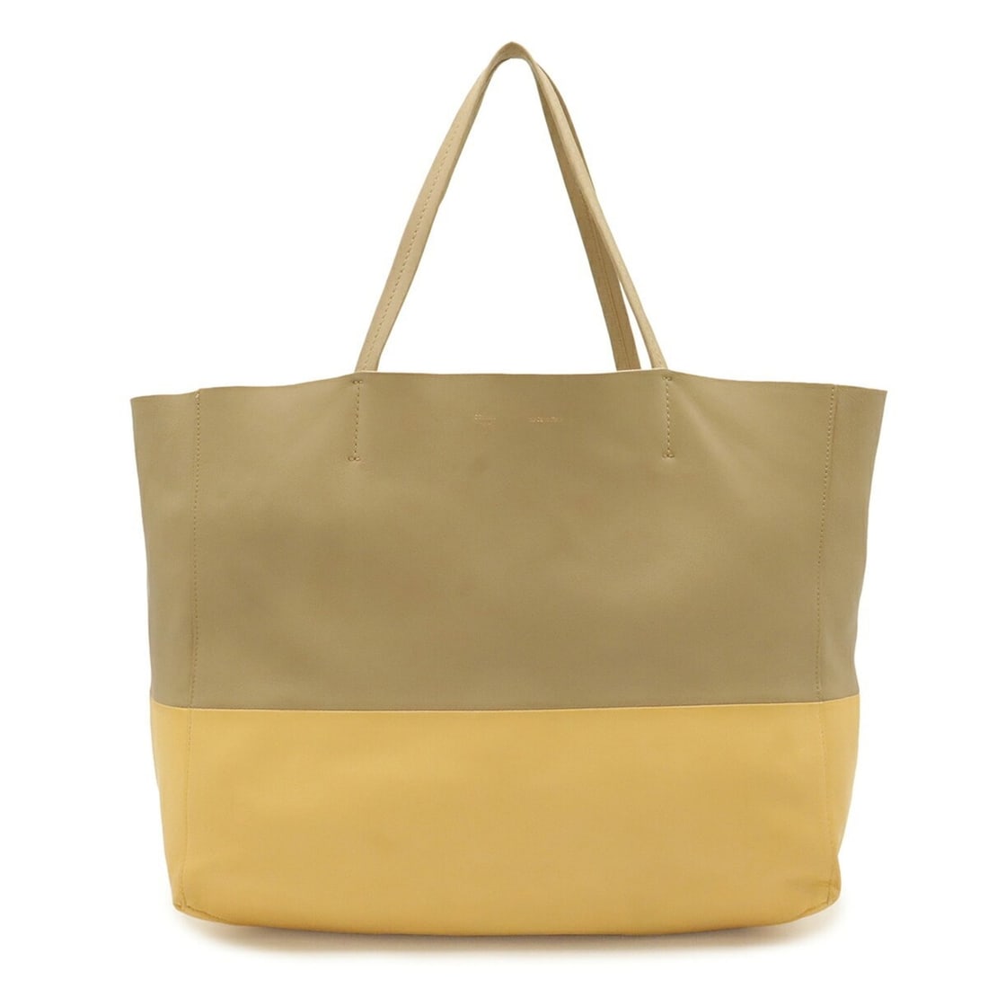 CELINE Horizontal Cabas Bicolor Tote Bag Large Shoulder Leather Sand Beige Cream Yellow: --- Catalog ---Category: SizeSize (HxWxD): 30.5cm x 39.5cm x 19cm / 12'' x 15.55'' x 7.48''Category: DesignType: Shoulder bag, Tote bagColor: Beige, Cream, Sand, YellowGender: WomenMaterial: Leather C