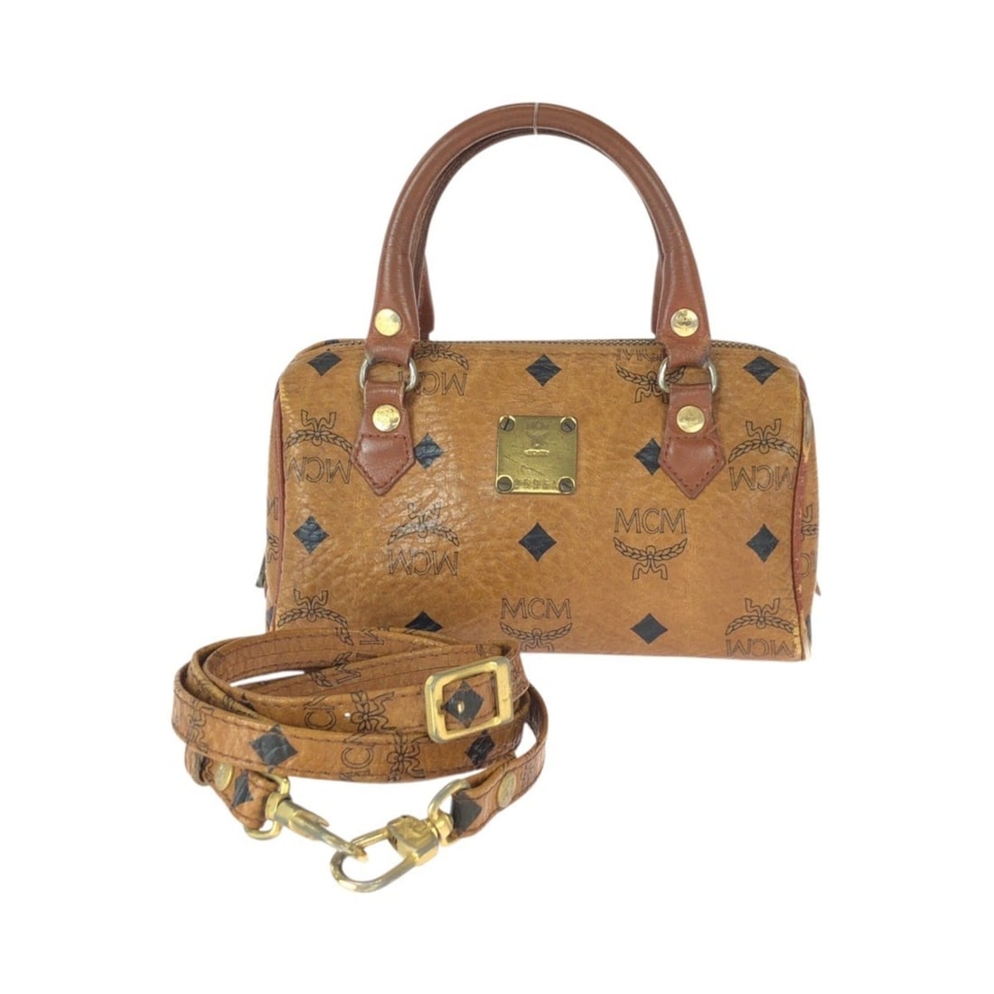 MCM Vintage Visetos 2-way Shoulder Bag/Handbag in Brown/Camel with Gold Hardware for Women: --- Catalog ---Category: SizeSize (HxWxD): 10cm x 17cm x 8cm / 3.93'' x 6.69'' x 3.14''Category: DesignType: Handbag, Shoulder bagColor: Brown, CamelGender: WomenMaterial: PVC Hardware Color: GoldCate