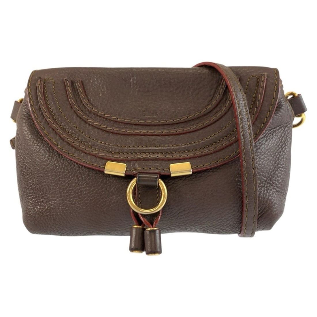 Chloé Chloe Marcie Brown Leather Shoulder Bag/Pouch with Gold Hardware for Women: --- Catalog ---Category: SizeSize (HxWxD): 12cm x 20cm x 7cm / 4.72'' x 7.87'' x 2.75''Category: DesignType: Pochette, Shoulder bagColor: BrownGender: WomenMaterial: Leather Hardware Color: GoldCatego