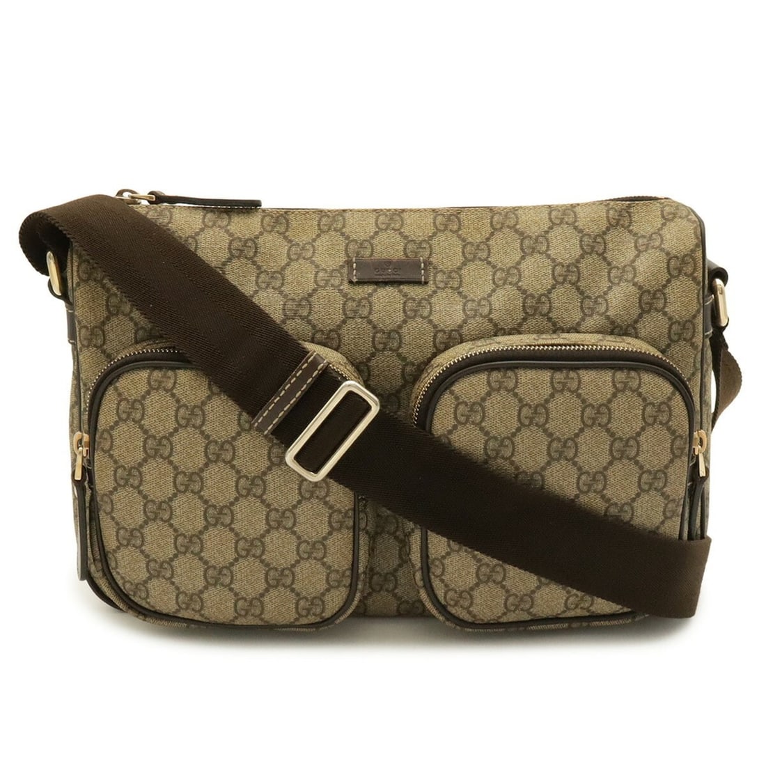 GUCCI GG Supreme Plus Shoulder Bag, Leather, Khaki Beige, Brown, Dark 246881 (1 of 14)