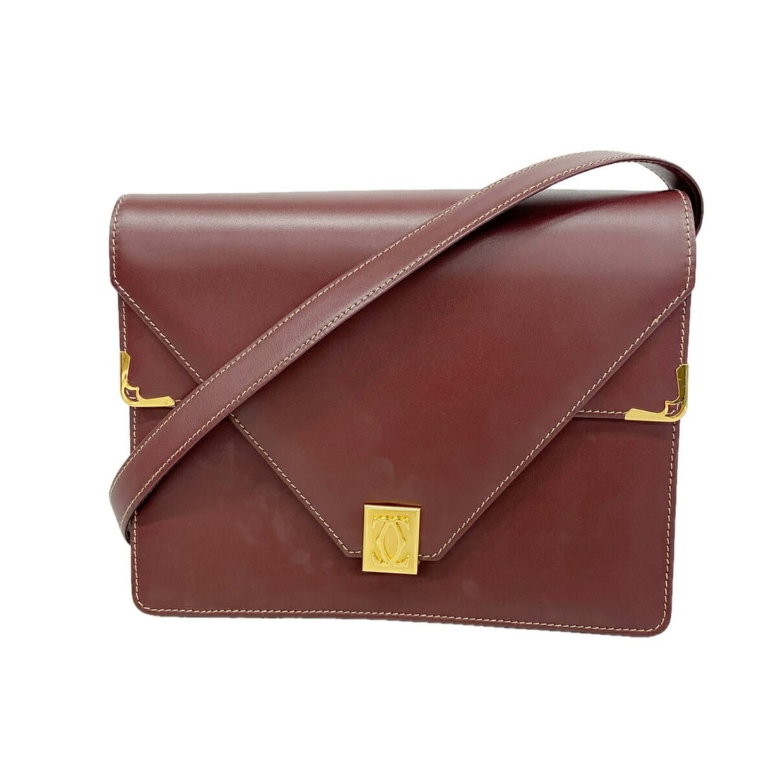Cartier Must Shoulder Bag, Leather, Bordeaux, Women's: --- Catalog ---Category: SizeSize (HxWxD): 19cm x 24cm x 4.5cm / 7.48'' x 9.44'' x 1.77''Category: DesignType: Shoulder bagColor: BordeauxGender: WomenMaterial: Leather Hardware Color: GoldCategory: G