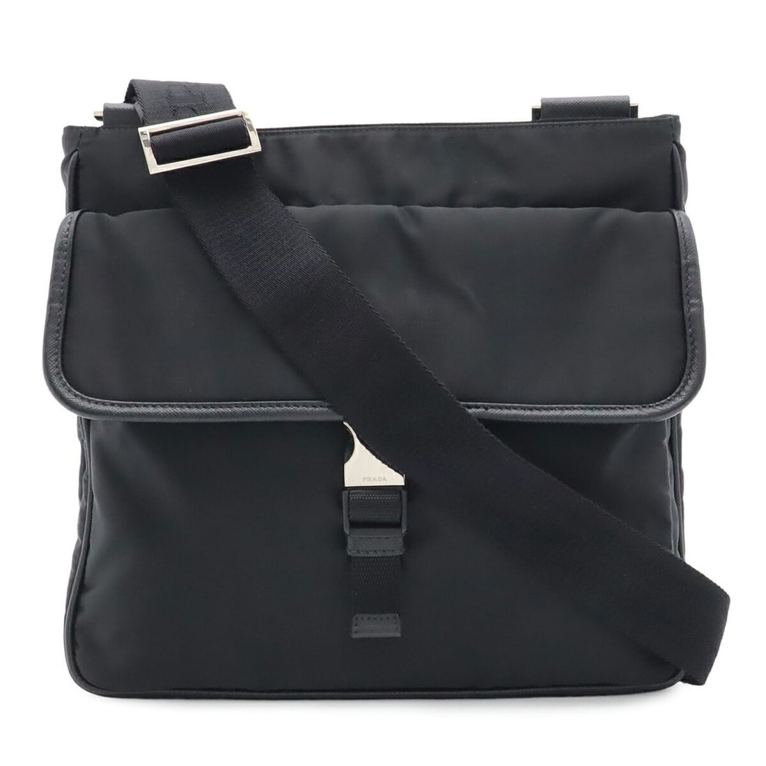 PRADA Jacquard Shoulder Bag, Nylon and Leather, NERO Black, 2VH269: --- Catalog ---Category: SizeSize (HxWxD): 26.5cm x 27.5cm x 6cm / 10.43'' x 10.82'' x 2.36''Category: DesignType: Shoulder bagColor: Black, NeroGender: Men,WomenMaterial: Nylon , Leather Hardware Col