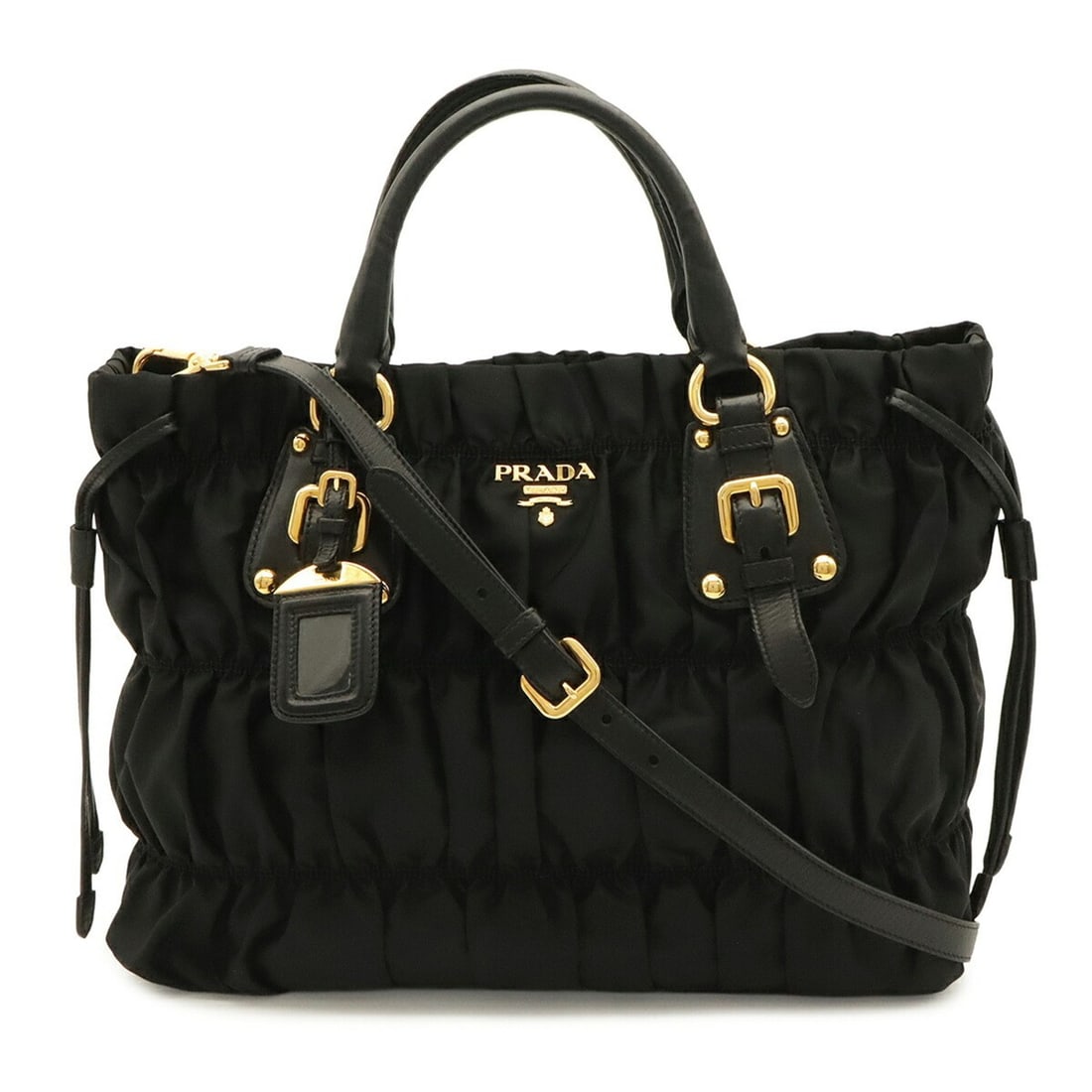 PRADA Tessuto gathered tote bag, handbag, shoulder nylon, black (NERO).: --- Catalog ---Category: SizeSize (HxWxD): 29cm x 35cm x 16.5cm / 11.41'' x 13.77'' x 6.49''Category: DesignType: Handbag, Shoulder bag, Tote bagColor: Black, NeroGender: WomenMaterial: Nylon , Leathe