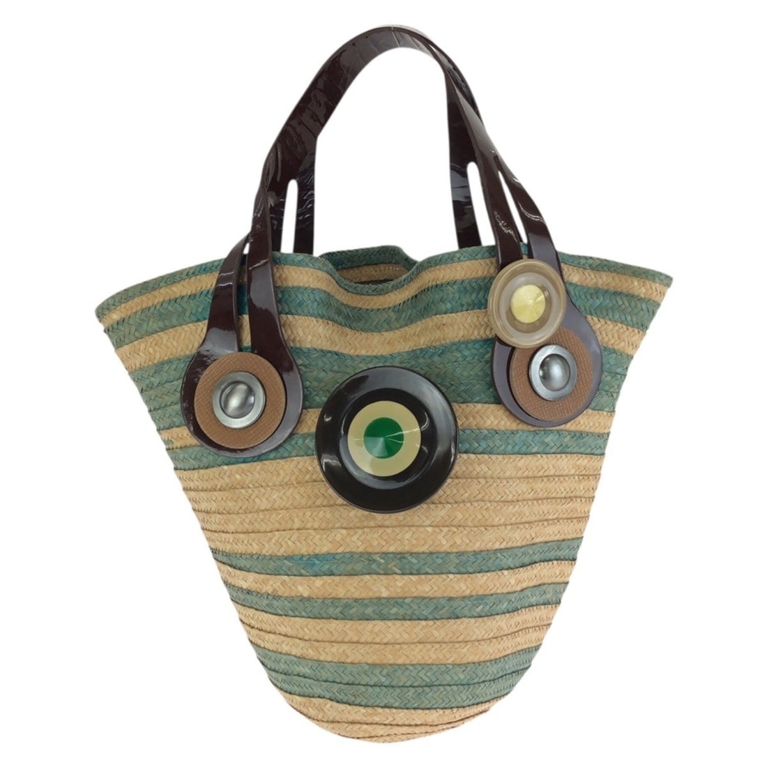MARNI (Marni) Beige and Light Blue Straw Handbag for Women: --- Catalog ---Category: SizeSize (HxWxD): 28cm x 30cm x 12cm / 11.02'' x 11.81'' x 4.72''Category: DesignType: HandbagColor: Beige, Light blueGender: WomenMaterial: Straw Category: GeneralBrand: Marn