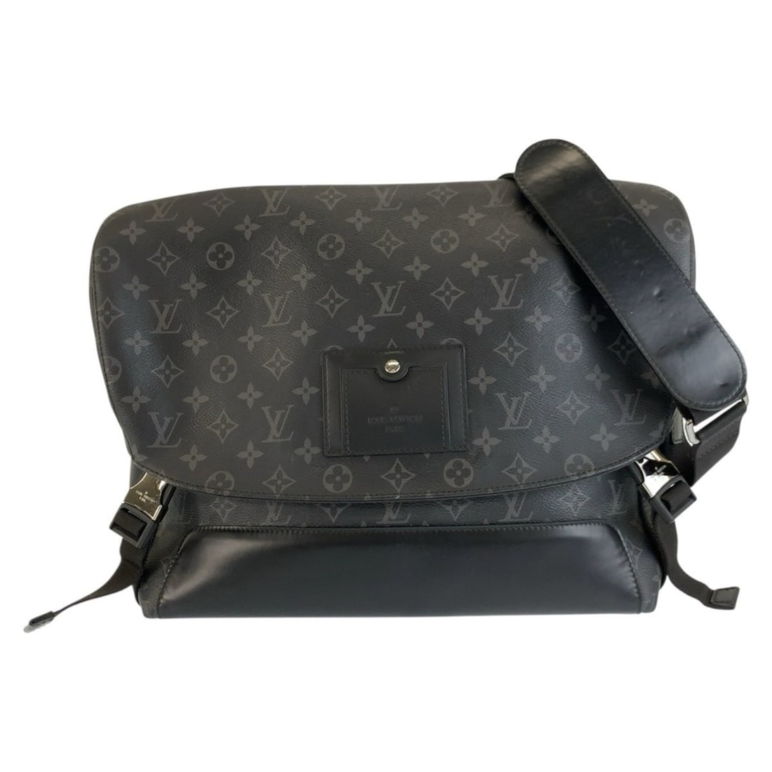 LOUIS VUITTON Louis Vuitton Monogram Eclipse Messenger Voyage MM Black with Silver Hardware M40510 (1 of 10)