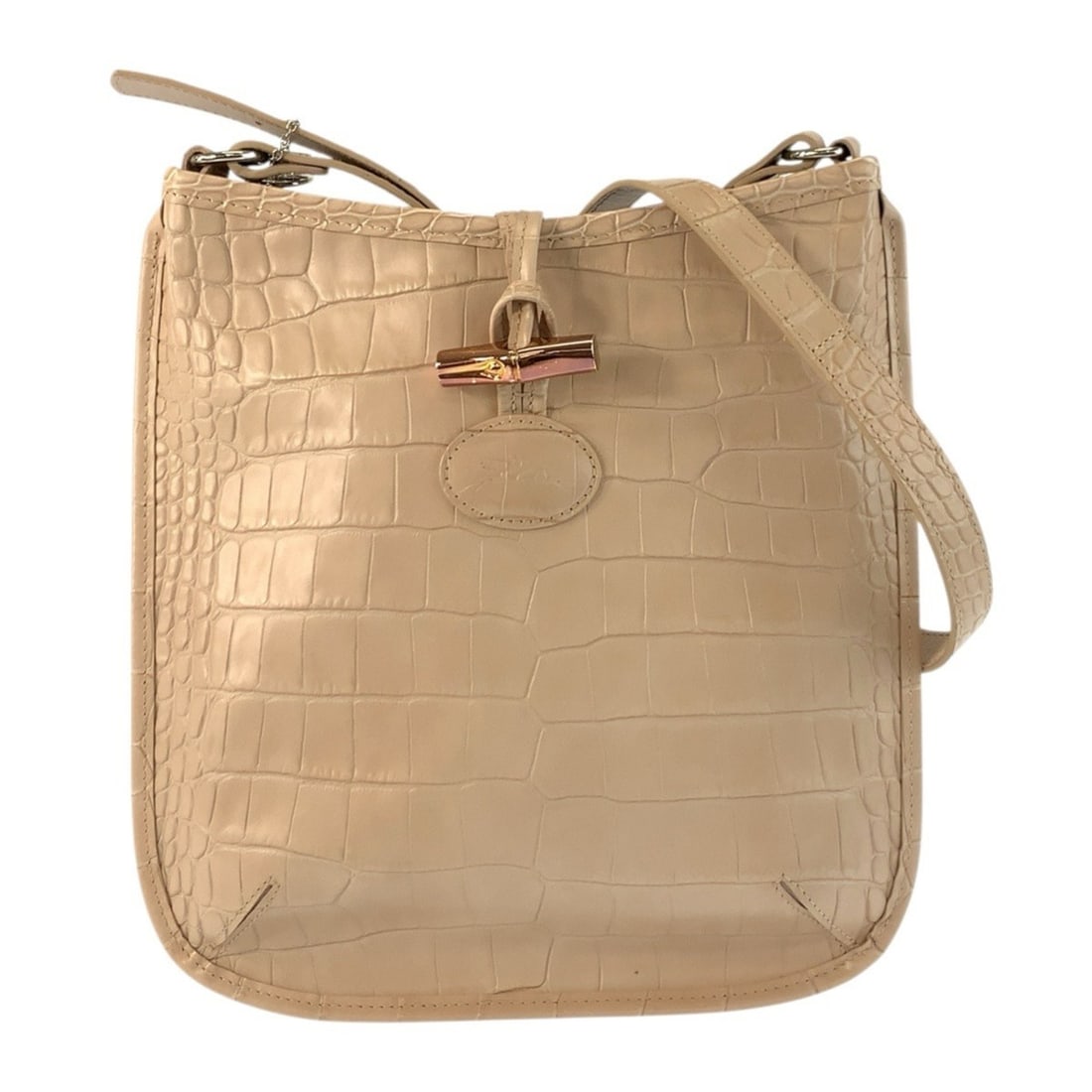 Longchamp embossed beige leather shoulder bag/pouch for women (model number 2210158133) (1 of 9)