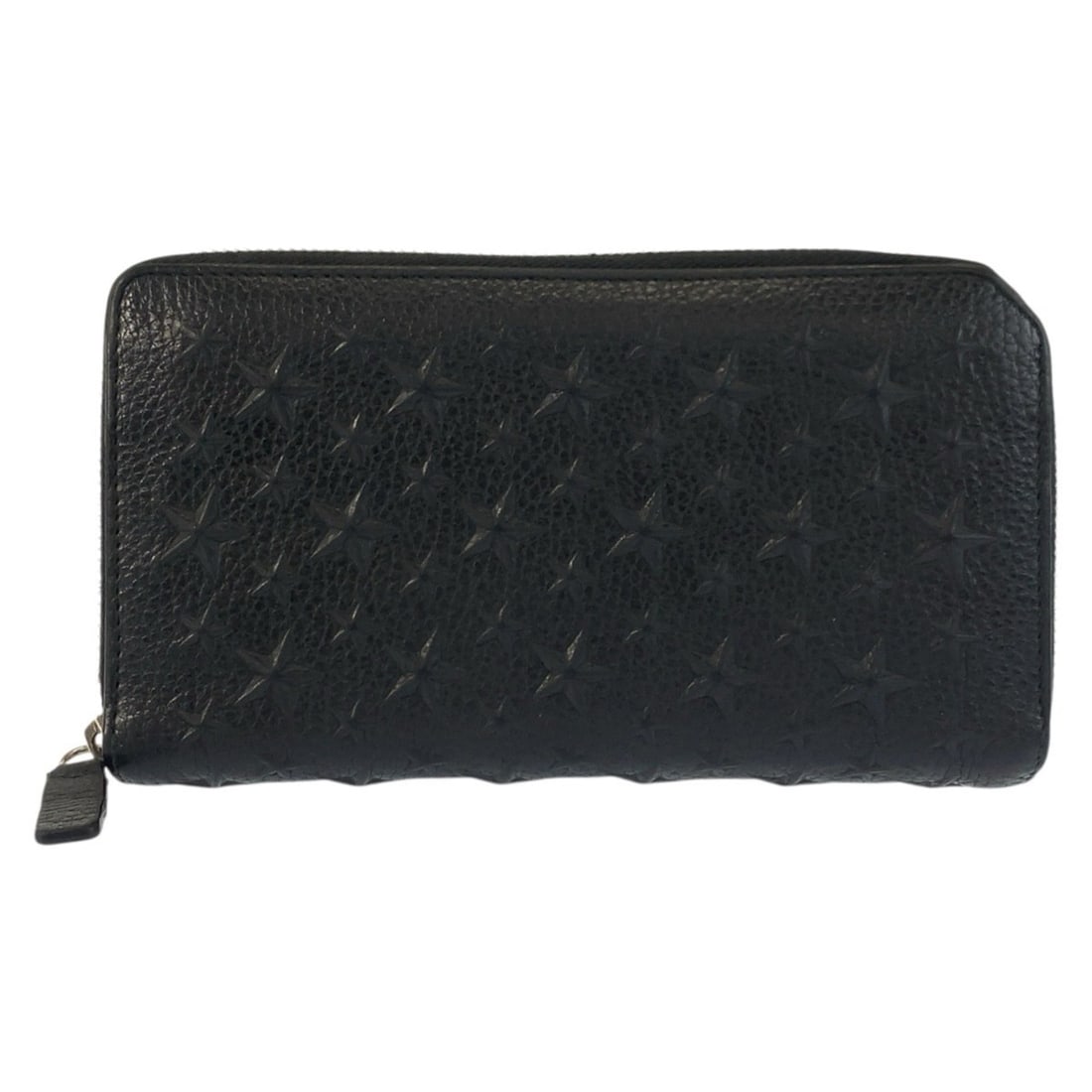 JIMMY CHOO Star Embossed Black Leather Long Wallet with Silver Hardware (Unisex): --- Catalog ---Category: SizeSize (HxWxD): 10cm x 19cm x 2cm / 3.93'' x 7.48'' x 0.78''Category: DesignType: Coin purse/coin caseColor: BlackGender: MenMaterial: Leather Category: GeneralBrand: Jimmy 