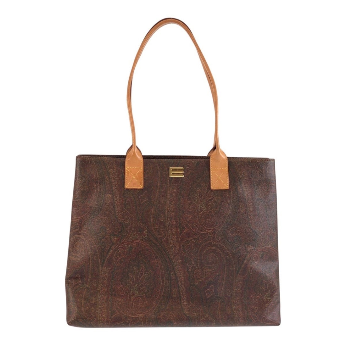 ETRO Paisley Pattern Brown Beige Leather Tote Bag Shoulder for Women N1069933: --- Catalog ---Category: SizeSize (HxWxD): 30cm x 36cm x 10cm / 11.81'' x 14.17'' x 3.93''Category: DesignType: Shoulder bag, Tote bagColor: Beige, BrownGender: WomenMaterial: PVC , Leather Category: 