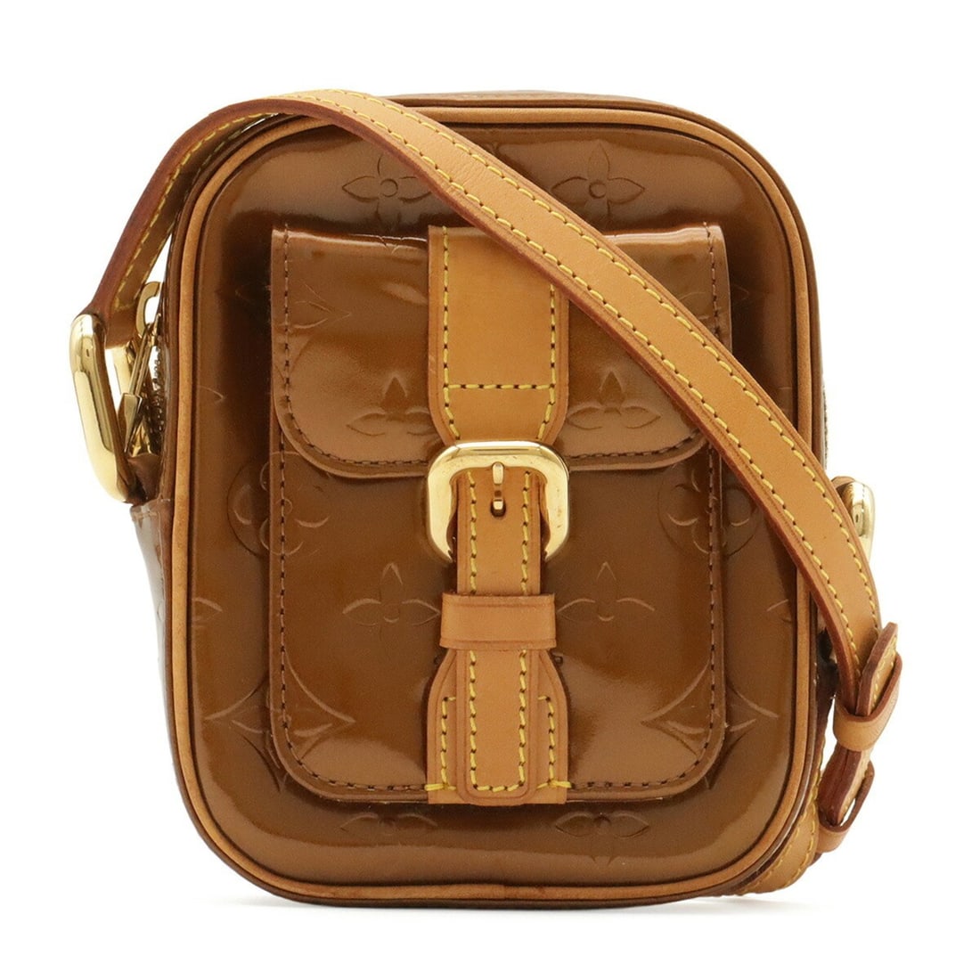 LOUIS VUITTON Louis Vuitton Monogram Vernis Christie PM Shoulder Bag Pochette Enamel Bronze M91111: --- Catalog ---Category: SizeSize (HxWxD): 15cm x 12cm x 4.5cm / 5.9'' x 4.72'' x 1.77''Category: DesignType: Pochette, Shoulder bagColor: BronzeGender: WomenMaterial: Leather Leather/Fur Type: Enamel