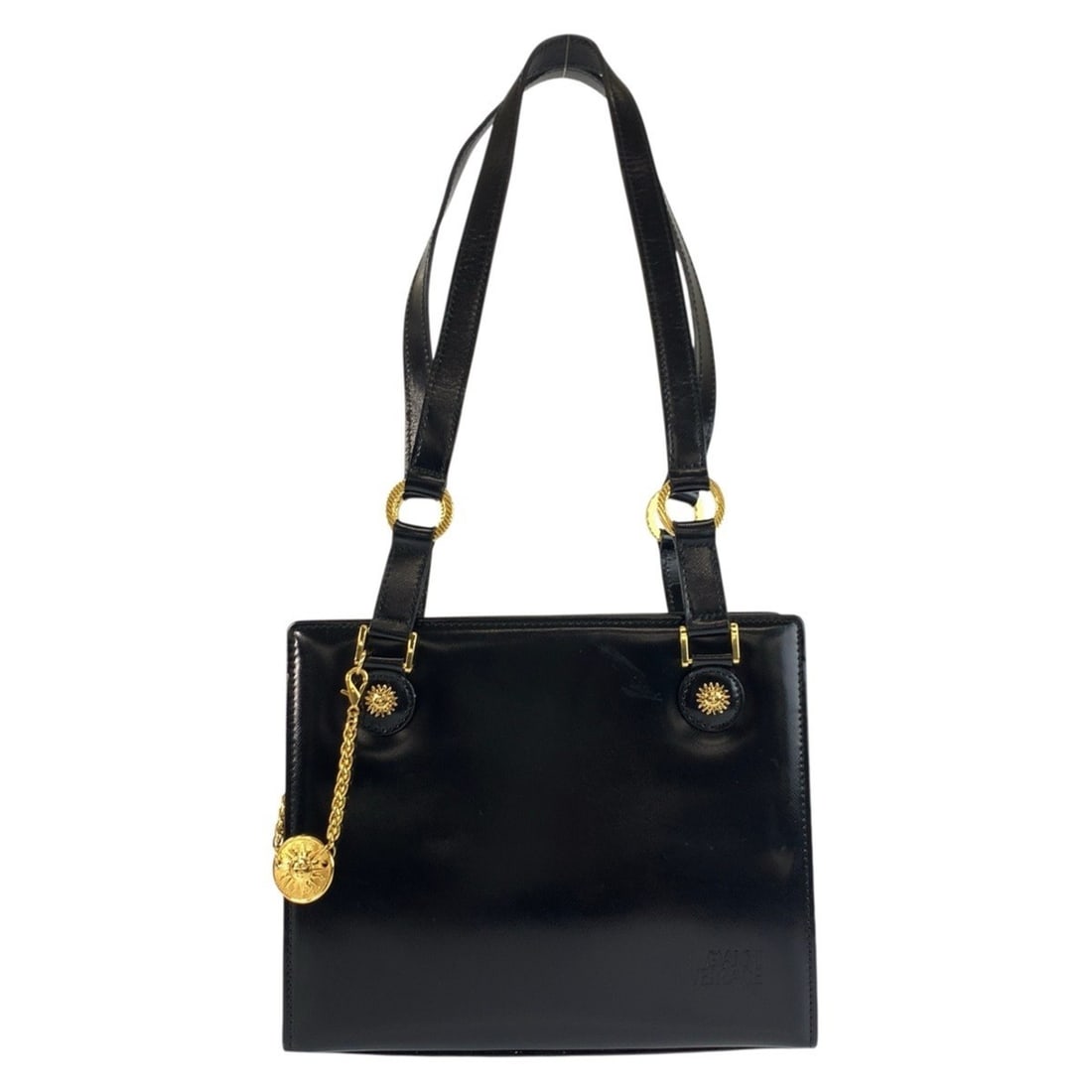 VERSACE Sunburst Black Enamel Shoulder Bag/Tote Bag for Women: --- Catalog ---Category: SizeSize (HxWxD): 21cm x 25cm x 8cm / 8.26'' x 9.84'' x 3.14''Category: DesignType: Shoulder bag, Tote bagColor: BlackGender: WomenHardware Color: GoldCategory: GeneralBrand: 