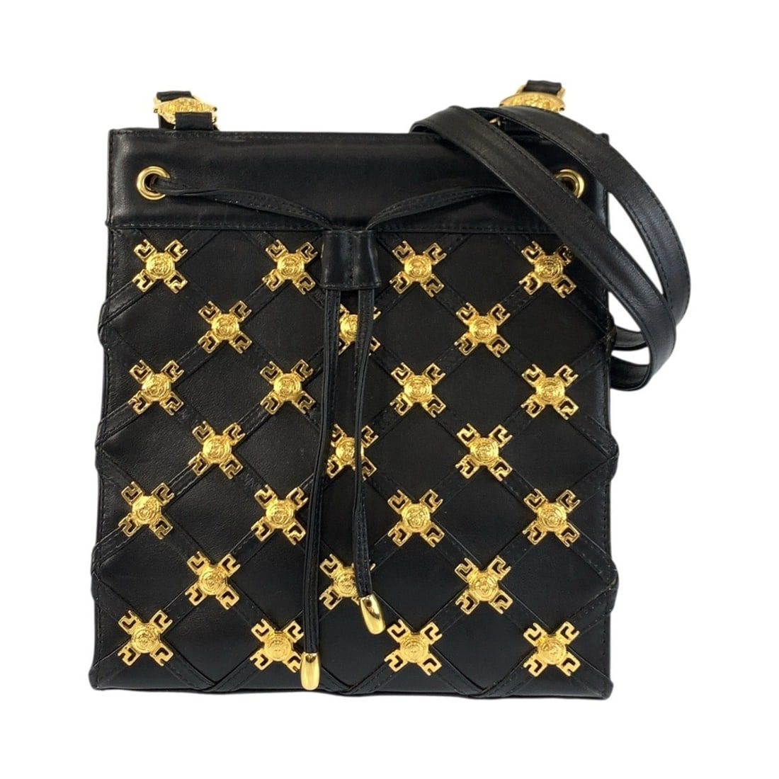 VERSACE Vintage Medusa Black Leather Shoulder Bag/Pouch for Women with Gold Hardware (1 of 12)