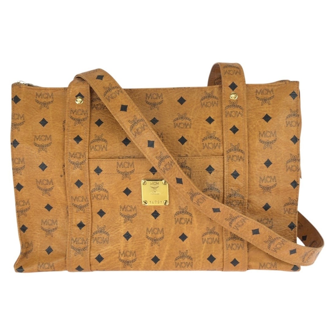 MCM Vintage Visetos Brown Camel Gold Hardware Shoulder Bag Tote for Women: --- Catalog ---Category: SizeSize (HxWxD): 25cm x 38cm x 14cm / 9.84'' x 14.96'' x 5.51''Category: DesignType: Shoulder bag, Tote bagColor: Brown, CamelGender: WomenMaterial: PVC Hardware Color: GoldC