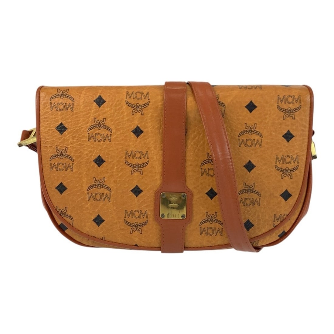 MCM Visetos Brown Leather Shoulder Bag/Pouch for Women with Gold Hardware (1 of 10)