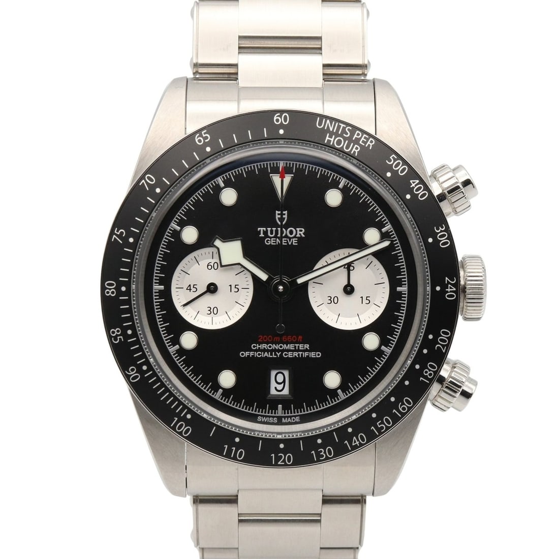 Tudor Black Bay Chrono Watch, Stainless Steel, Men's, Black, 79360N: --- Catalog ---Category: SizeWrist Size: 17.5cm / 6.88''Case Diameter: 41mm / 1.61''Category: DesignType: WristwatchGender: MenColor (Dial): BlackMaterial (Band): Stainless steelMaterial (Case): Stain