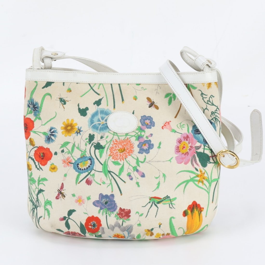 Gucci Flora floral print leather and canvas shoulder bag, handbag, tote brand name, women's. (1 of 10)