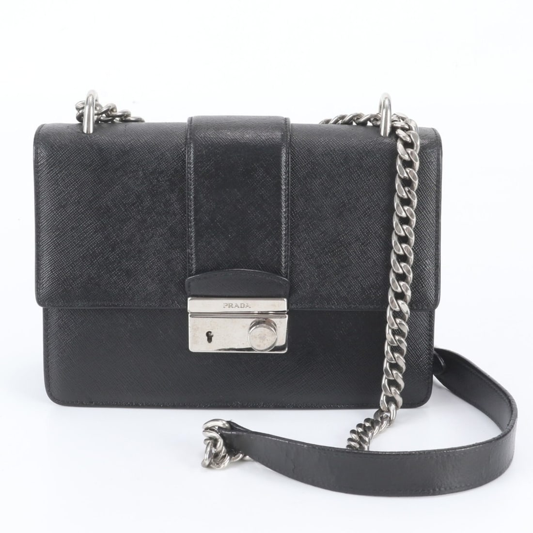 Prada Saffiano Leather 2-Way Chain Shoulder Bag, Handbag, Tote Bag for Women (1 of 16)