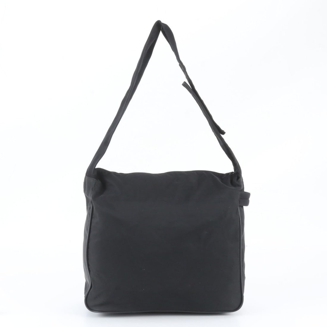 Prada Tessuto Nylon Triangle Logo Leather Shoulder Bag, Black, Women's: --- Catalog ---Category: SizeSize (HxWxD): 34cm x 35cm x 13cm / 13.38'' x 13.77'' x 5.11''Category: DesignType: Shoulder bagColor: BlackGender: WomenMaterial: Leather , Nylon Category: GeneralBrand: P