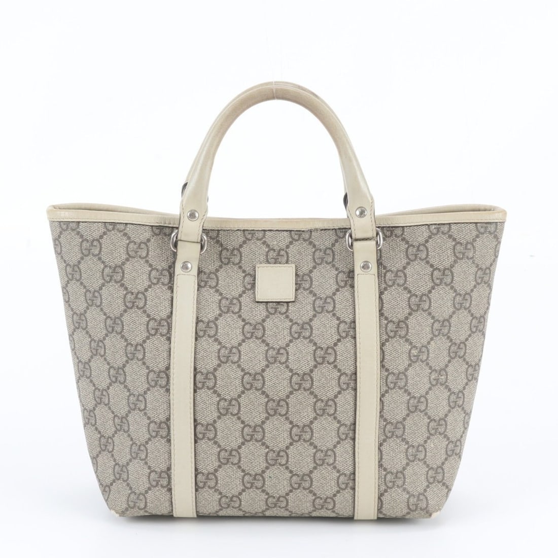 Gucci GG Supreme Children's 297557 Leather Handbag Tote Bag for Women: --- Catalog ---Category: SizeSize (HxWxD): 19cm x 20cm x 10cm / 7.48'' x 7.87'' x 3.93''Category: DesignType: Handbag, Tote bagColor: BeigeGender: WomenMaterial: Leather , Coated canvas Category: Gene