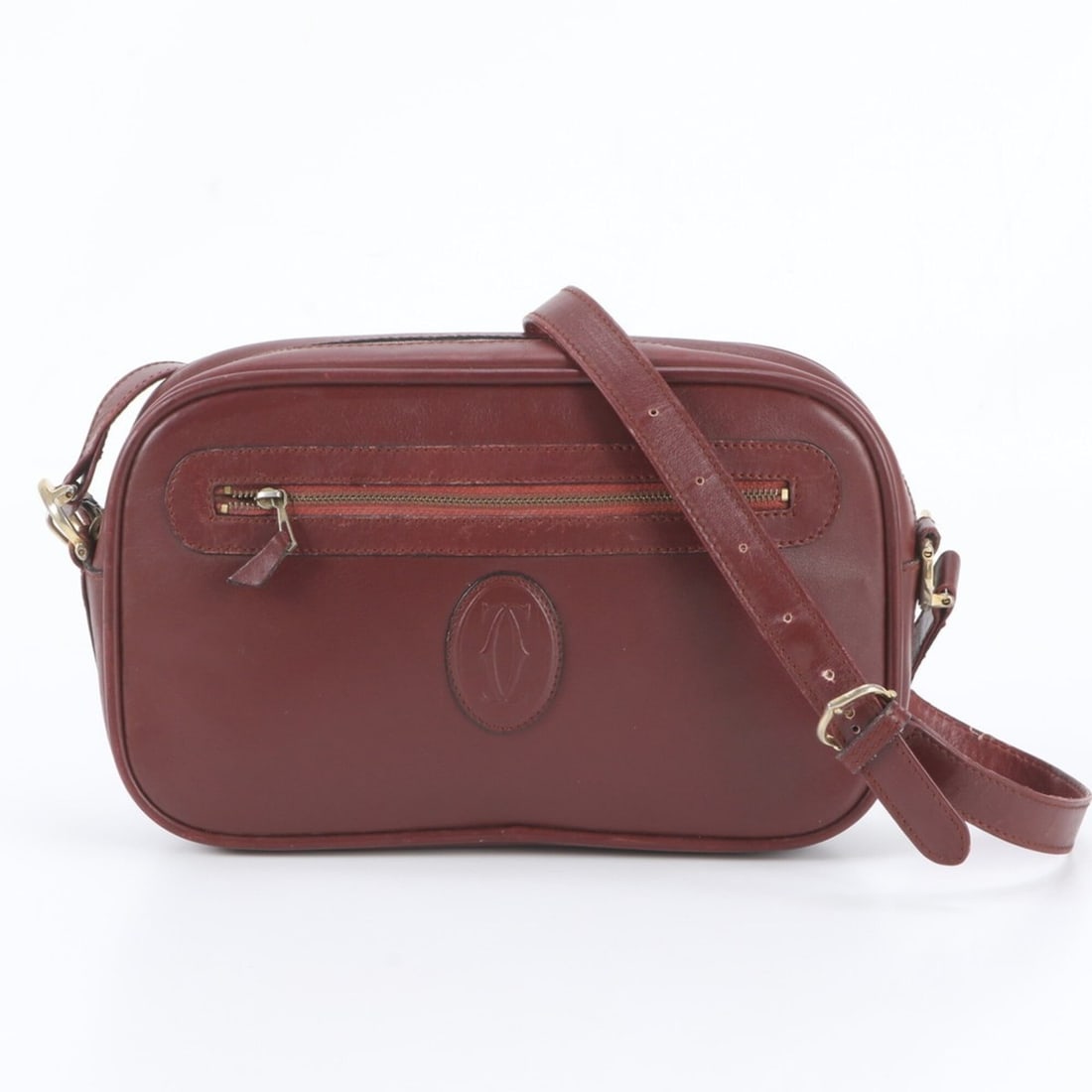 Cartier Must Line Bordeaux Leather Shoulder Bag Crossbody for Women: --- Catalog ---Category: SizeSize (HxWxD): 17cm x 27cm x 6cm / 6.69'' x 10.62'' x 2.36''Category: DesignType: Crossbody bag, Shoulder bagColor: Wine redGender: WomenMaterial: Leather Category: General