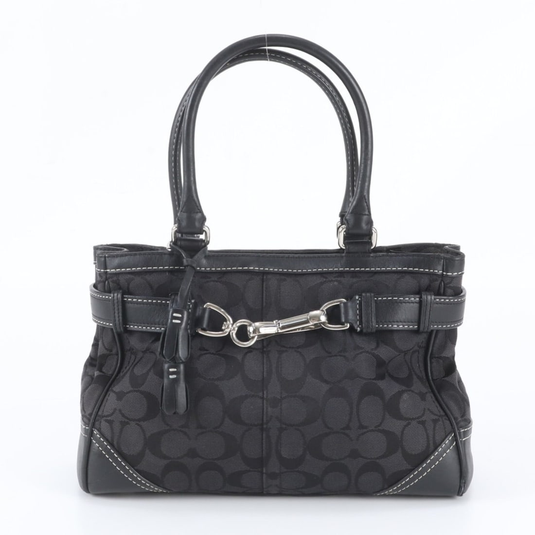 Coach Signature 8K06 Leather Canvas Handbag Tote Bag Black Brand Women's: --- Catalog ---Category: SizeSize (HxWxD): 16cm x 29cm x 10cm / 6.29'' x 11.41'' x 3.93''Category: DesignType: Handbag, Tote bagColor: BlackGender: WomenMaterial: Leather , Canvas Category: GeneralMPN