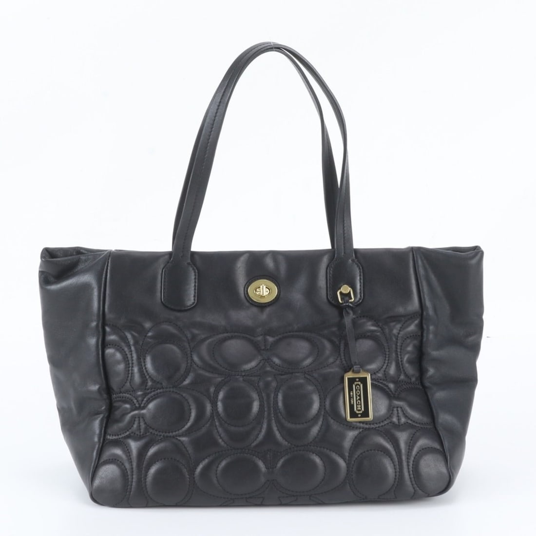 Coach Signature Quilted Leather Tote Bag Shoulder 21237 Black for Women: --- Catalog ---Category: SizeSize (HxWxD): 24cm x 33cm x 17cm / 9.44'' x 12.99'' x 6.69''Category: DesignType: Shoulder bag, Tote bagColor: BlackGender: WomenMaterial: Leather Category: GeneralMPN: 21