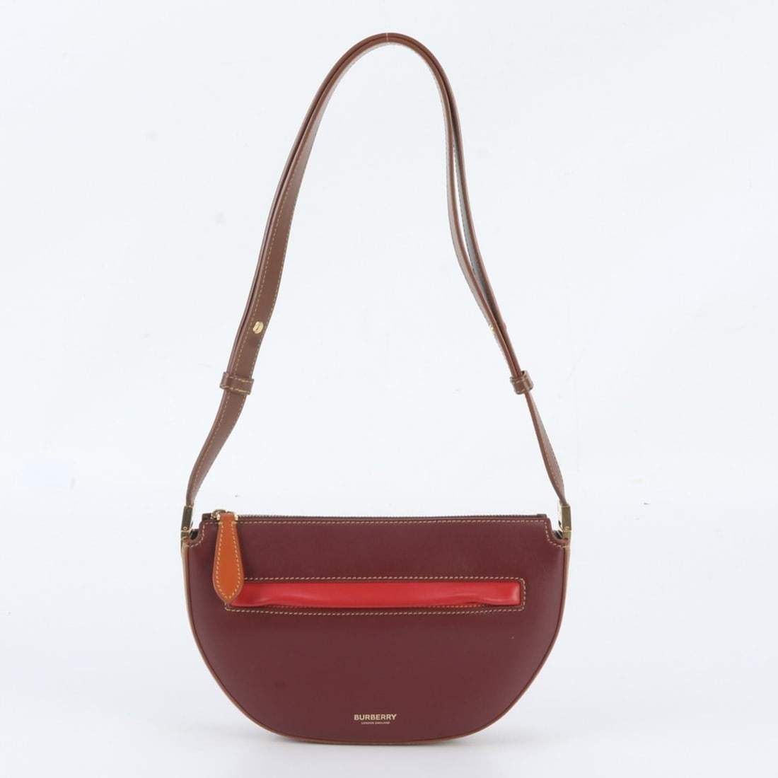 Burberry Olympia Leather 2-Way Shoulder Bag, Handbag, Tote Bag for Women: --- Catalog ---Category: SizeSize (HxWxD): 15cm x 23cm x 5cm / 5.9'' x 9.05'' x 1.96''Category: DesignType: Handbag, Shoulder bag, Tote bagColor: Brown, Red color, WineGender: WomenMaterial: Leather C