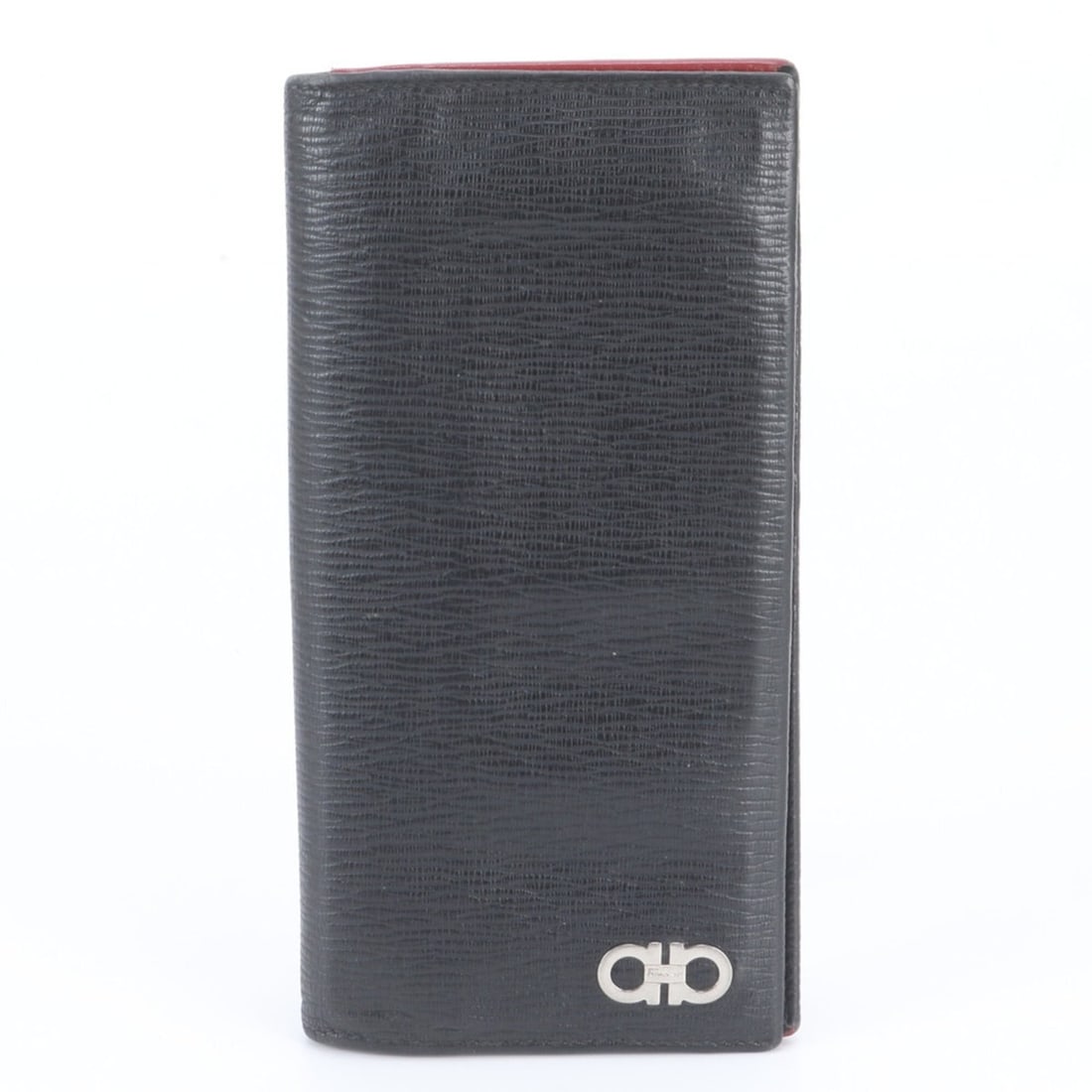 Salvatore Ferragamo Double Gancini Leather Long Wallet, Black, Men's: --- Catalog ---Category: SizeSize (HxWxD): 18cm x 9cm x 1cm / 7.08'' x 3.54'' x 0.39''Category: DesignType: Long wallet (bi-fold)Color: BlackGender: MenMaterial: Leather Category: GeneralBrand: Salvat