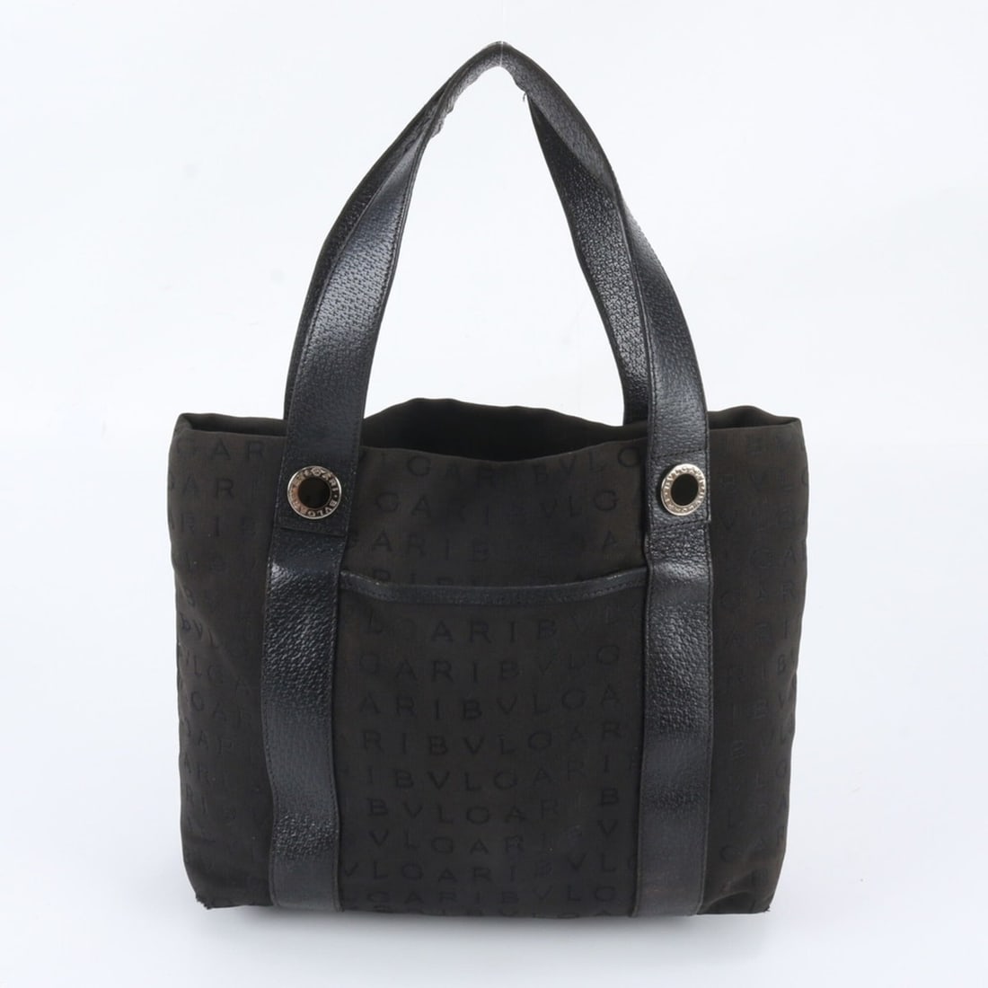Bvlgari Logomania Leather Canvas Tote Bag Shoulder Handbag Black Women's (1 of 20)