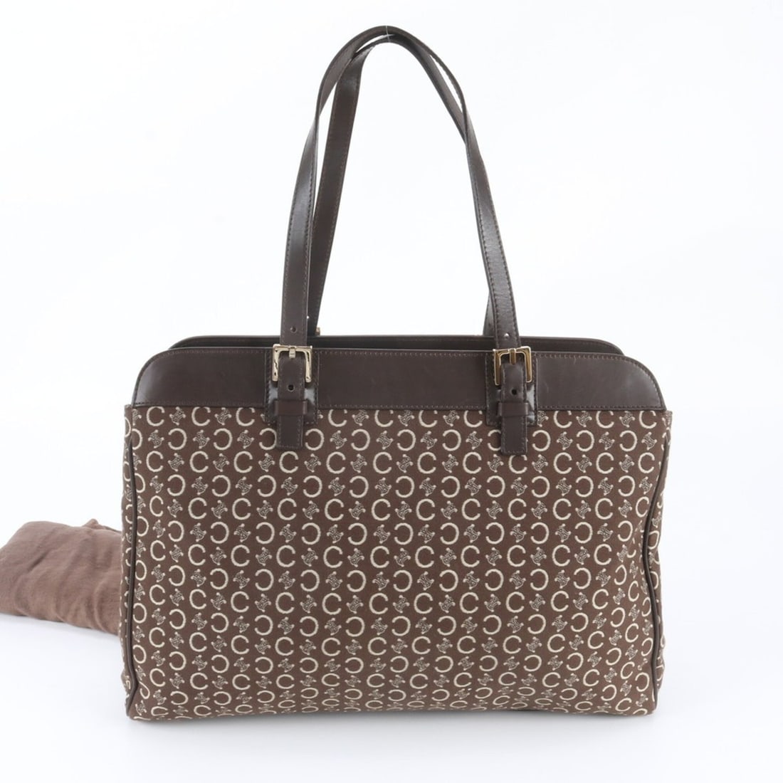 Celine C Macadam CE00 12 Leather Shoulder Bag Tote Handbag Brown Women's: --- Catalog ---Category: SizeSize (HxWxD): 23cm x 38cm x 9cm / 9.05'' x 14.96'' x 3.54''Category: DesignType: Handbag, Shoulder bag, Tote bagColor: Dark brownGender: WomenMaterial: Leather , Canvas Ca