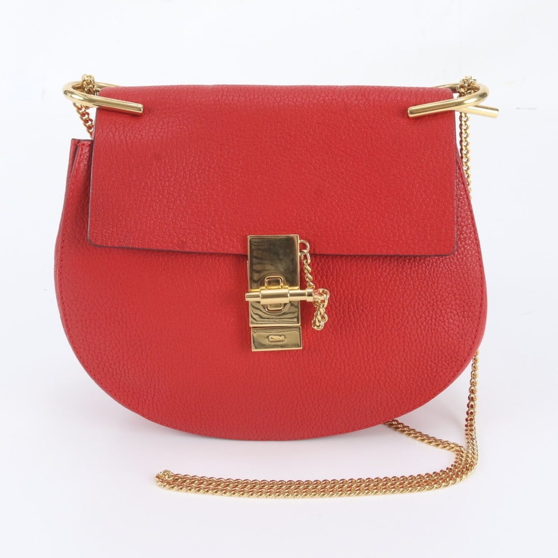 Chloé Chloe Drew Chain Leather Shoulder Bag Crossbody - Brand Name Women's: --- Catalog ---Category: SizeSize (HxWxD): 20cm x 23cm x 7cm / 7.87'' x 9.05'' x 2.75''Category: DesignType: Crossbody bag, Shoulder bagColor: Gold, Red colorGender: WomenMaterial: Leather Category: G