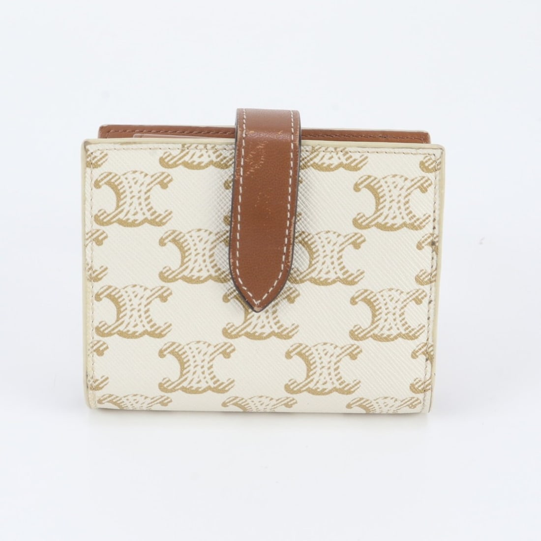 Celine Triomphe Canvas Strap Wallet Leather Bi-fold Compact Women's (1 of 14)