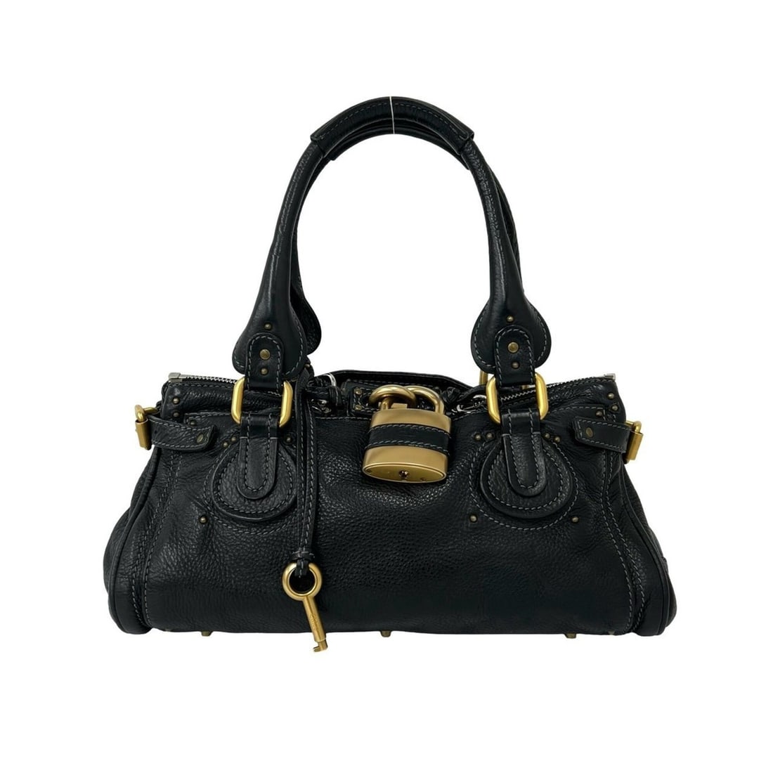 Chloé Chloe Paddington Logo Hardware Leather Handbag Tote Bag Mini Boston Black 98492: --- Catalog ---Category: SizeSize (HxWxD): 16cm x 36cm x 20cm / 6.29'' x 14.17'' x 7.87''Category: DesignType: Boston bag, Handbag, Tote bagColor: BlackGender: WomenMaterial: Leather Category: General